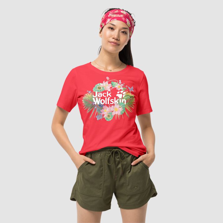 Jack Wolfskin Womens Paradise Logo T-shirt Red 347615CKA